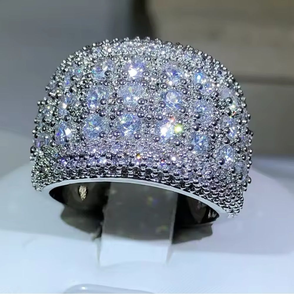 Sterling Silver 925 Pave Zirconium Statement Ring - Picture 3 of 14